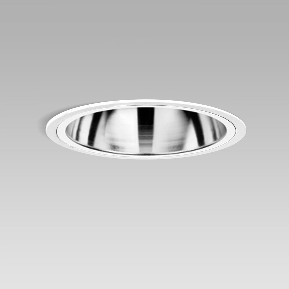 Downlight da incasso a soffitto dal design raffinato per illuminazione di interni, con vetro e ottica simmetrica